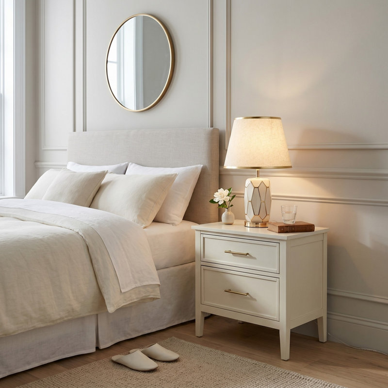 Lampe de table en céramique et en tissu de 11,81 pouces de diamètre (lumière E26 3 couleurs incluse)