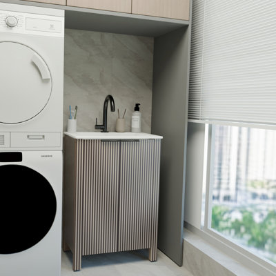 Meuble-lavabo avec portes et comptoir en résine Freestand