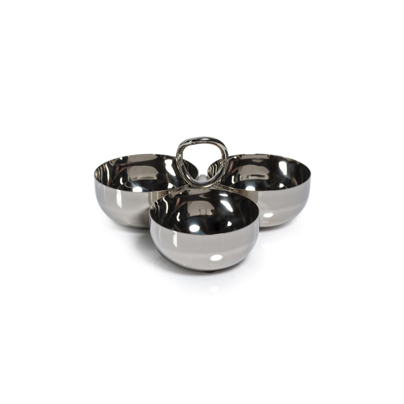 Joss & Main Steel/ Brass Condiment Server, Silver