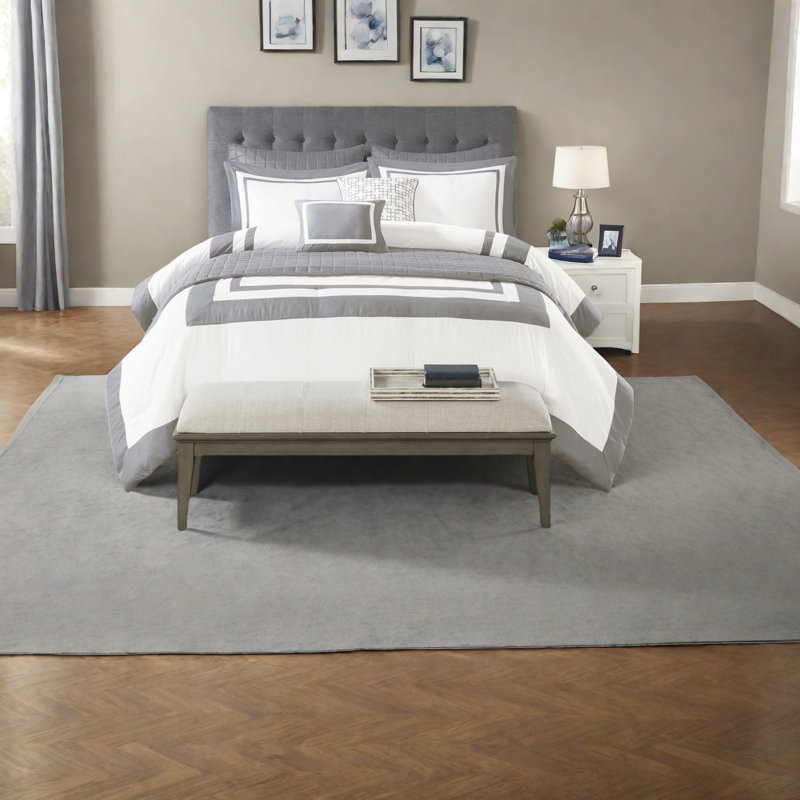 Ensembles de literie gris luxueux, édredon et courtepointe en polyester, style hôtel