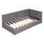 Lit simple tapissier avec 2 tiroirs de rangement, tissu en lin, sans sommier, lit de jour à cadre gris requis, taille, rangement, tissu-1054768000