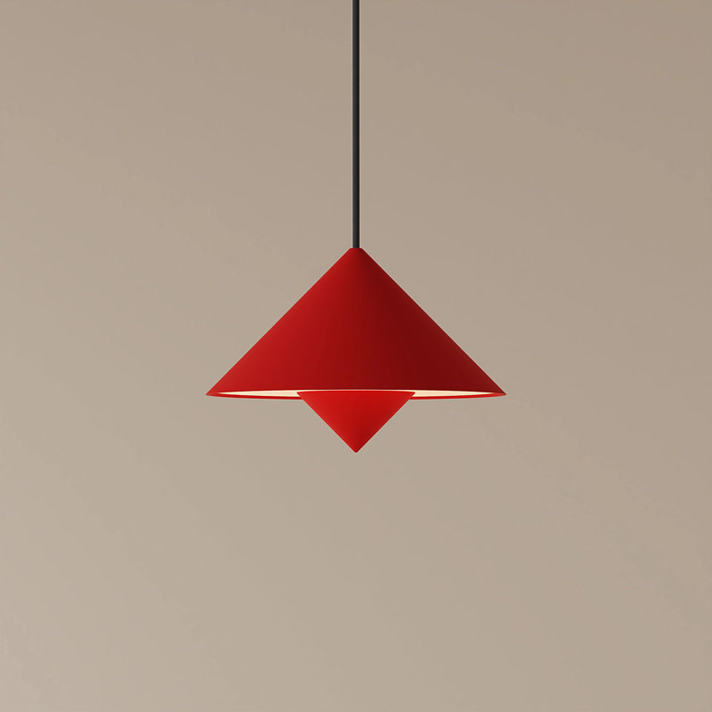 Jai Pendant Light, 14'' H x 9.84'' W x 9.84'' D, Poppy, Black
