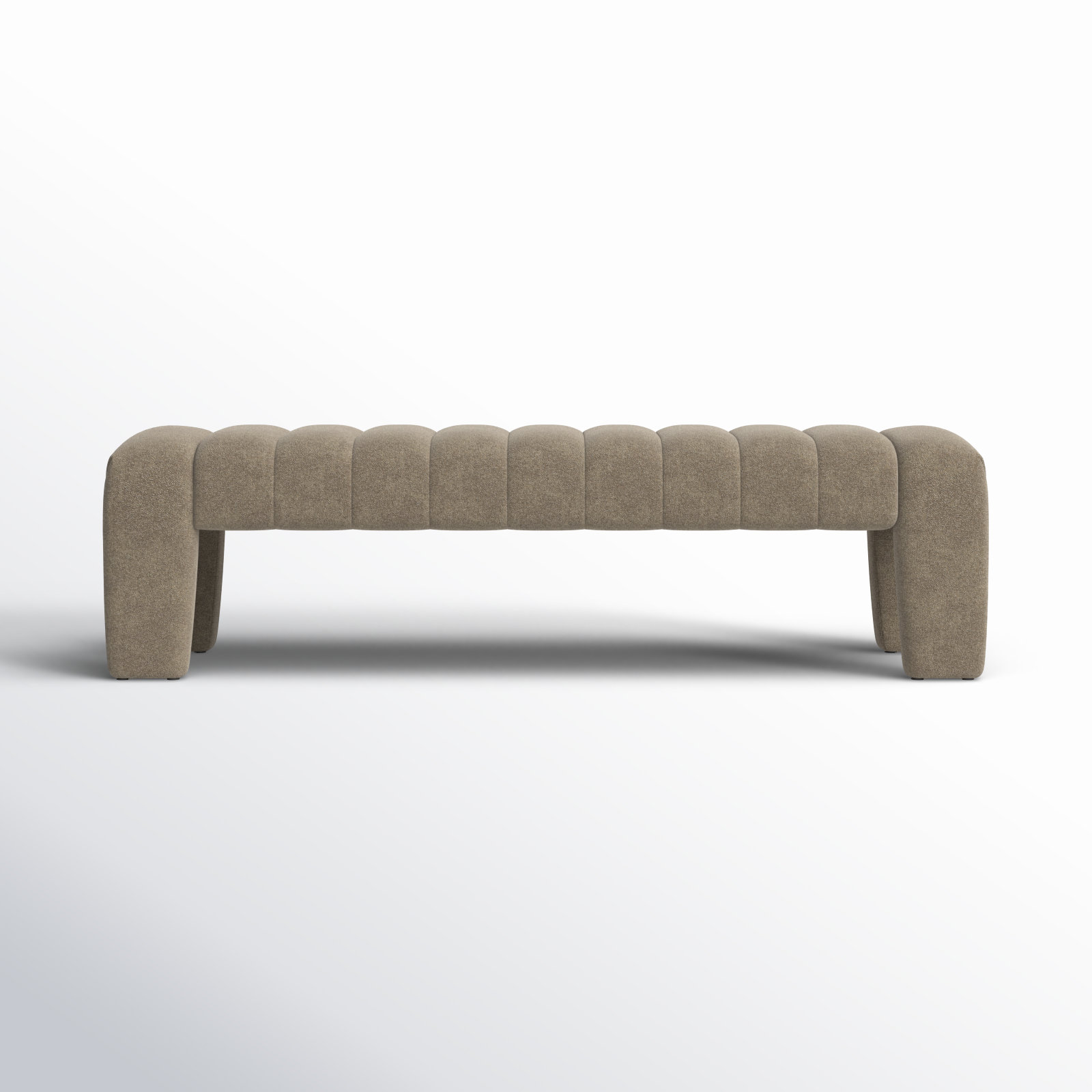 Gliese 63" Velvet Bedroom Bench, Taupe Boucle