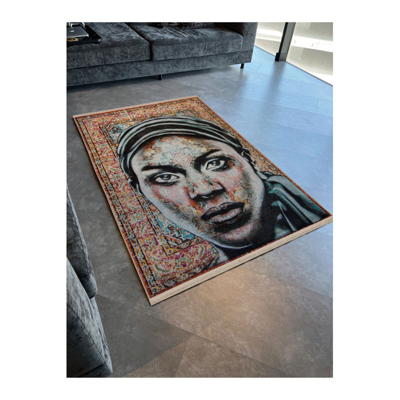Tapis décoratif lavable à la machine multicolore, Tapis de couloir 3 pi 3 po x 6 pi 7 po