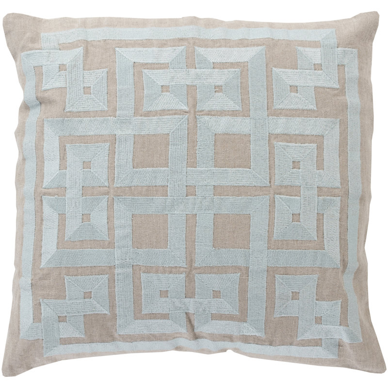 Housse de coussin en lin Gramercy, Vert / gris, 18 po x 18 po