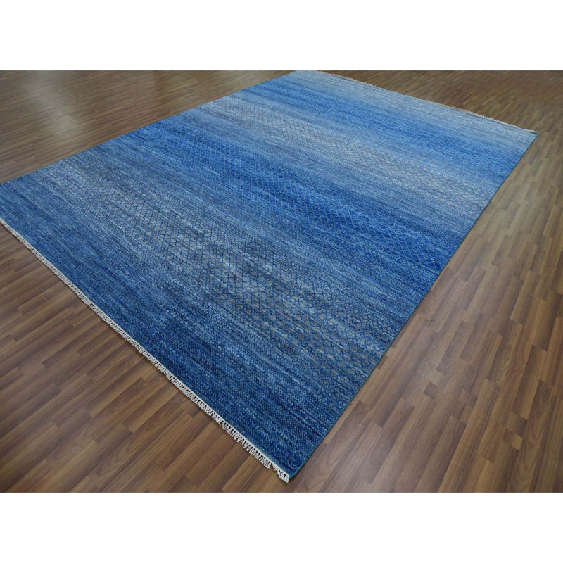 Tapis oriental épais et moelleux noué à la main de 9 pi 3 po x 12 pi 6 po bleu de la collection Chiaroscuro moderne 85880ED17FB14F70AFECE660F4B2D275