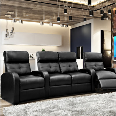 Upholstered Home Theater Seating with Cup Holder