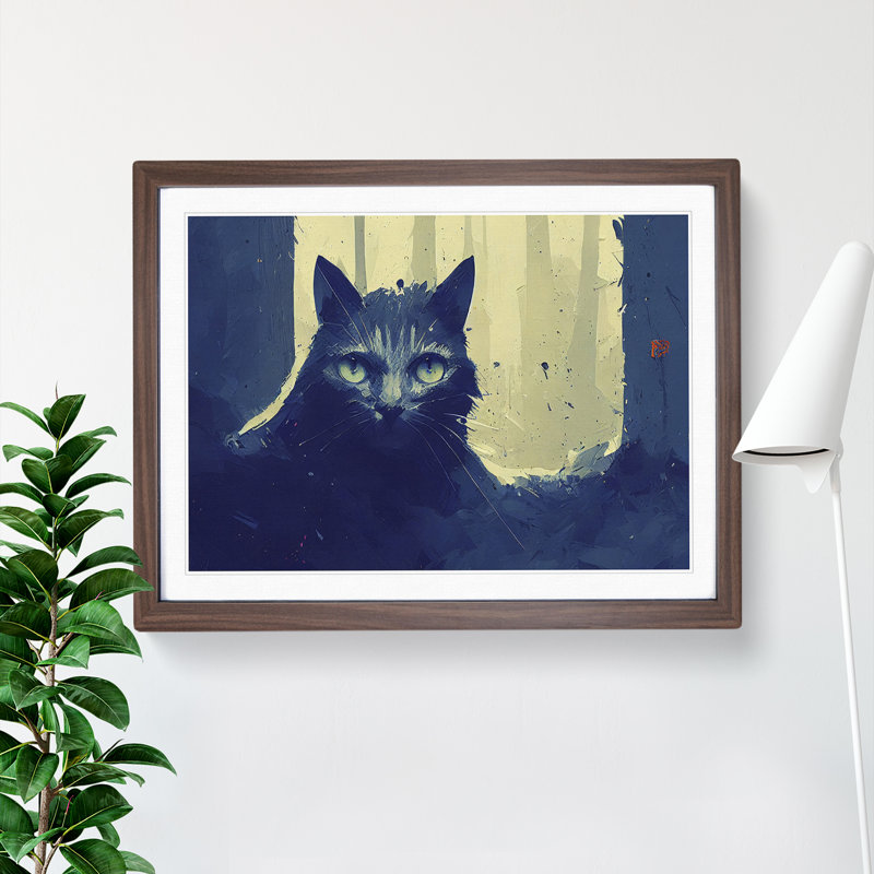 Cat Abstract - Framed Print, 46cm H x 64cm W x 2cm D, Walnut Framed