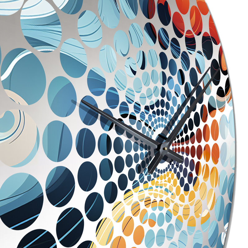 Horloge murale abstraite bleue et orange, Grand
