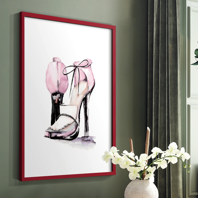 Loafer Heel Framed Print - Solid Wood, Red, 10" H x 8" W