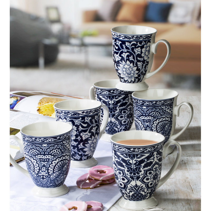 Blue and White Footed Mug