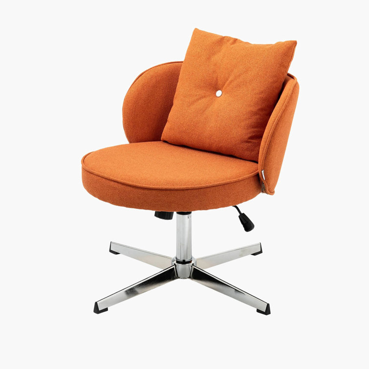 Modern Home Office Desk Chair, Adjustable Height Computer Chair with Pillow Swivel Executive Task Chair, Orange