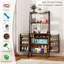Armoire de rangement pour animaux de 58 po de hauteur, organisateur d'aliments pour animaux brun avec tablettes ouvertes, portes en filet et tablettes latérales pour articles pour chiens et chats, conception anti-basculement-130371690