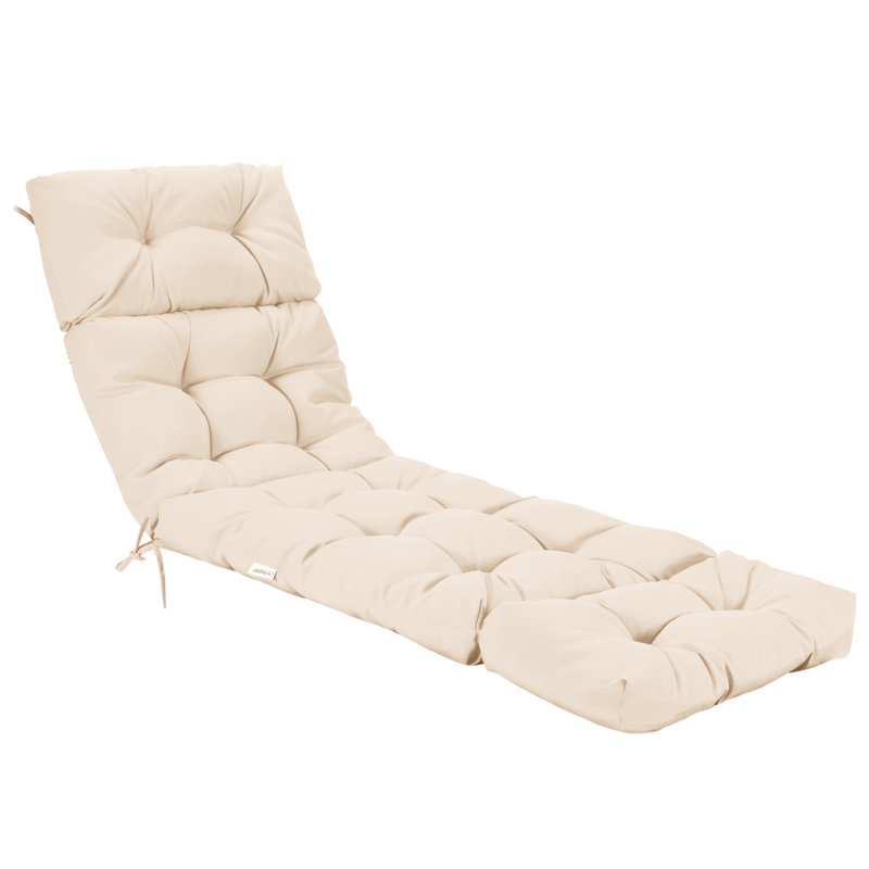 4 pièces Coussin de chaise longue 73 po x 22 po à dossier haut inclinable avec 4 attaches de fixation, 4, Beige