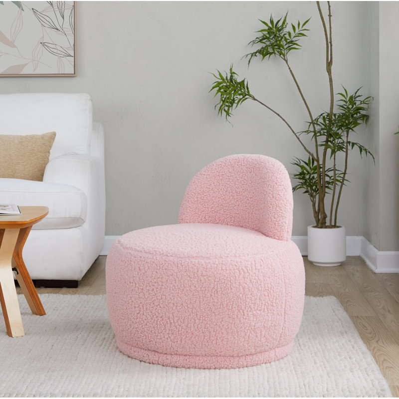 Chaise d'appoint en tissu sherpa Alara, Tissu rose