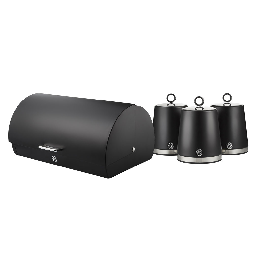 Swan Serentiy Bread Bin and Set of 3 Canisters for Coffee/Sugar/Tea 1.5L
