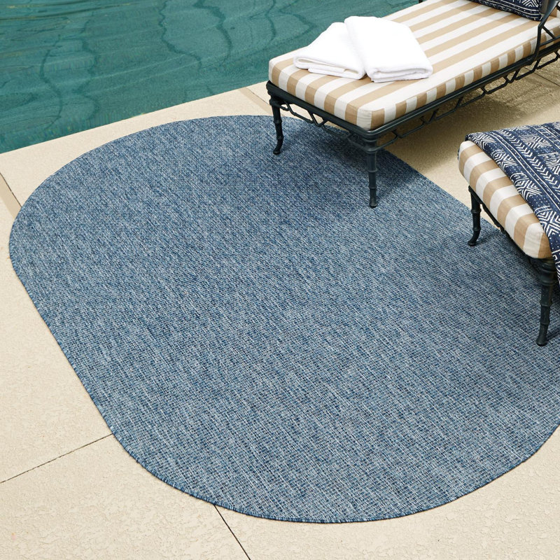 Avaughn Blue Indoor/Outdoor Area Rug, Oval 8' x 10', Blue
