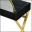 Bureau de coiffeuse Coleen avec miroir et plateau à bijoux, finition noire et dorée pour des routines de beauté élégantes-1420052370