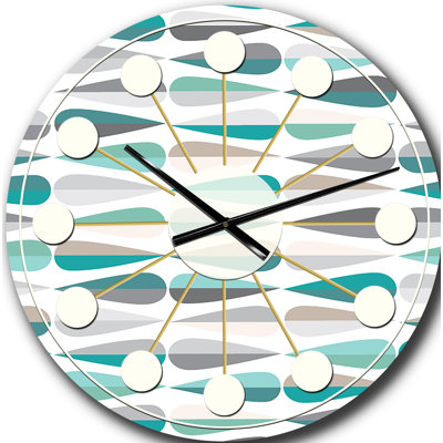 Retro Abstract Drops III - Mid-Century Modern wall clock