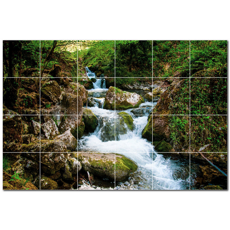 Panneau mural décoratif en céramique satinée 8 po x 8 po River Photo