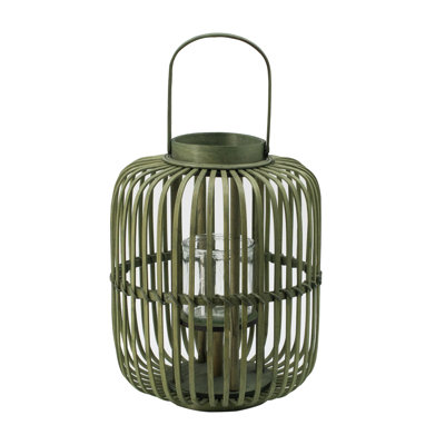 13.8" H x 11.8" W x 11.8" D Bamboo Floor Lantern