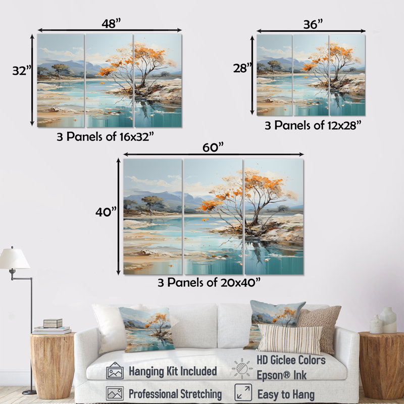 «Rivers», paysage liquide, ensemble d'art sur toile, H 32 po x l 48 po x P 1 po