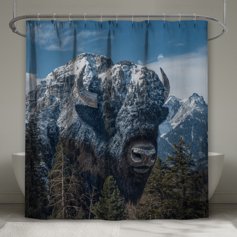 Rideaux de douche Mountain Bison Illusion, L 70 po x H 84 po