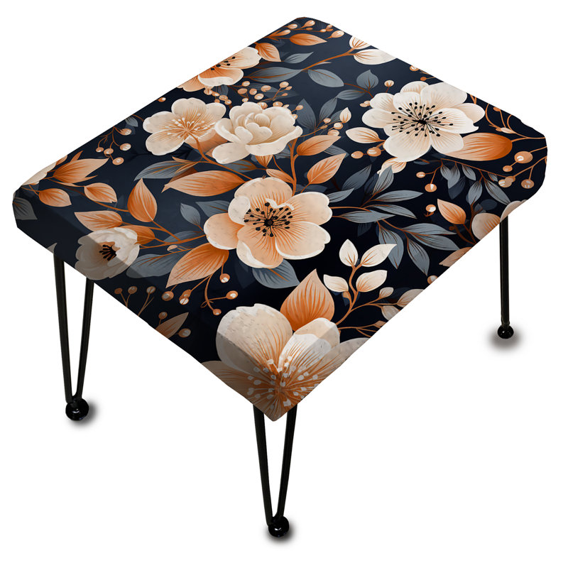 Motif floral rétro nostalgie pêche - Repose-pieds rectangulaire floral