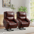 Fauteuil inclinable électrique en cuir véritable de 38,2 po de largeur avec plateau chauffant et porte-gobelet cachés et USB Arncliffe