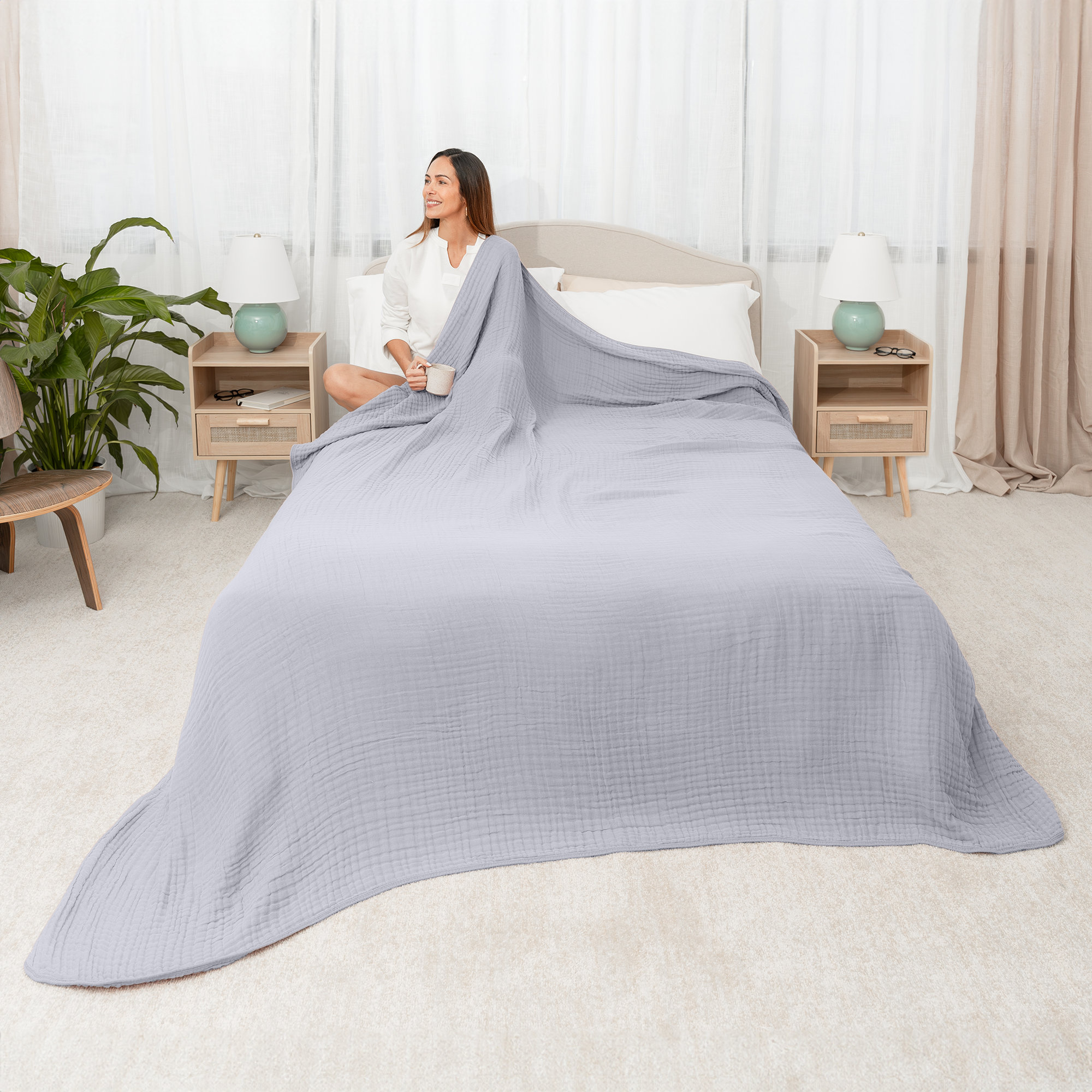 Karlina Muslin Blanket, Heather, King