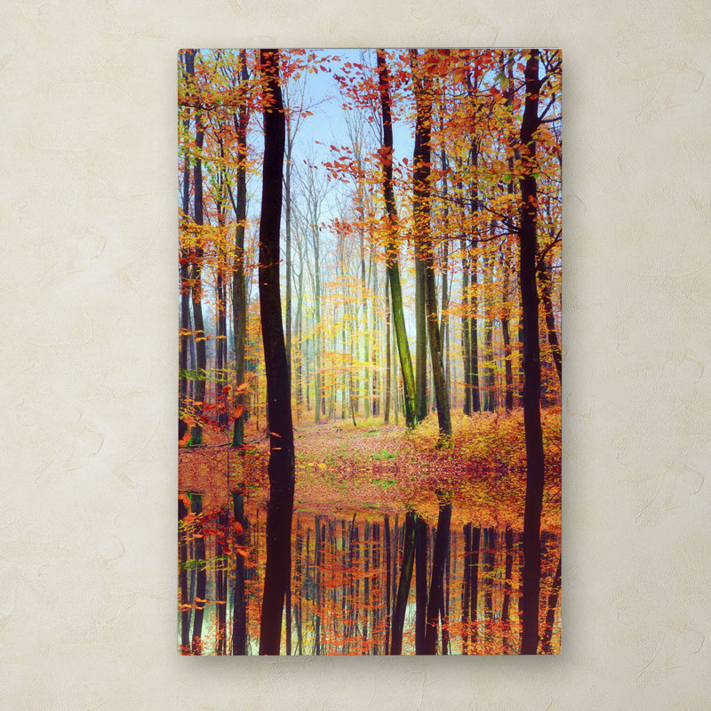 « automne mirror », reproduction de photo sur toile tendue, H 19 po x l 12 po x P 2 po