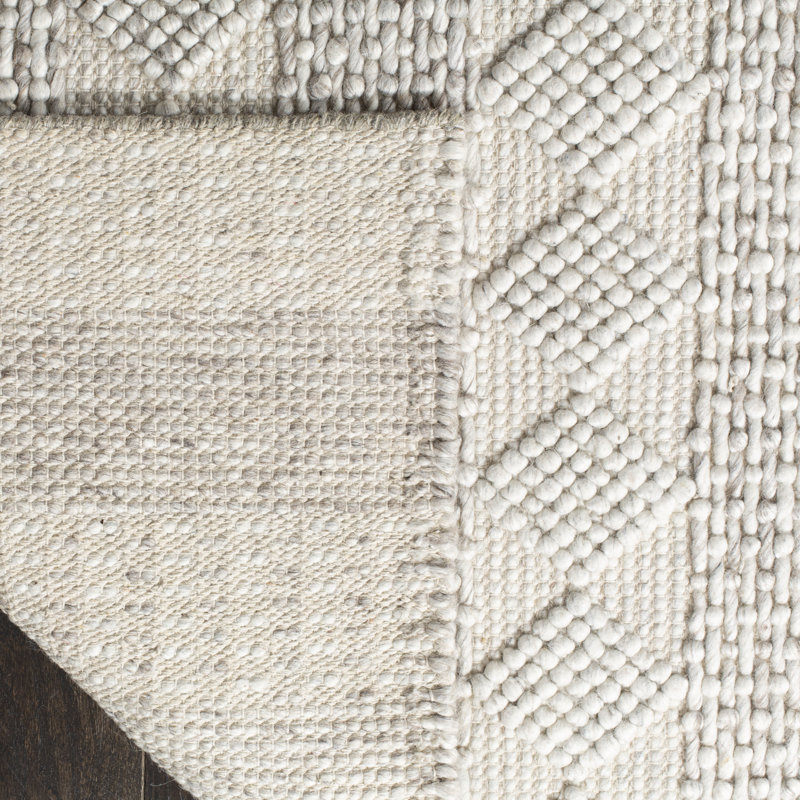 Jacques Natura Hand Loomed Wool/Cotton Geometric Rug in Beige/Gray, Rectangle 5' x 8'