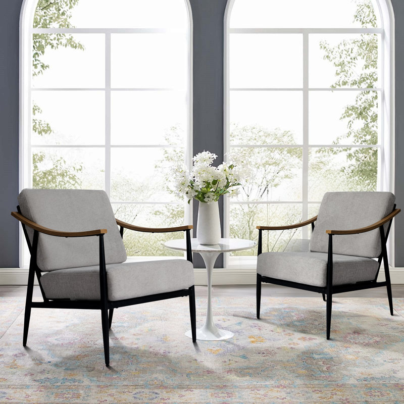 Méridienne rembourrée de 26 po de largeur Mid-Century, Gris