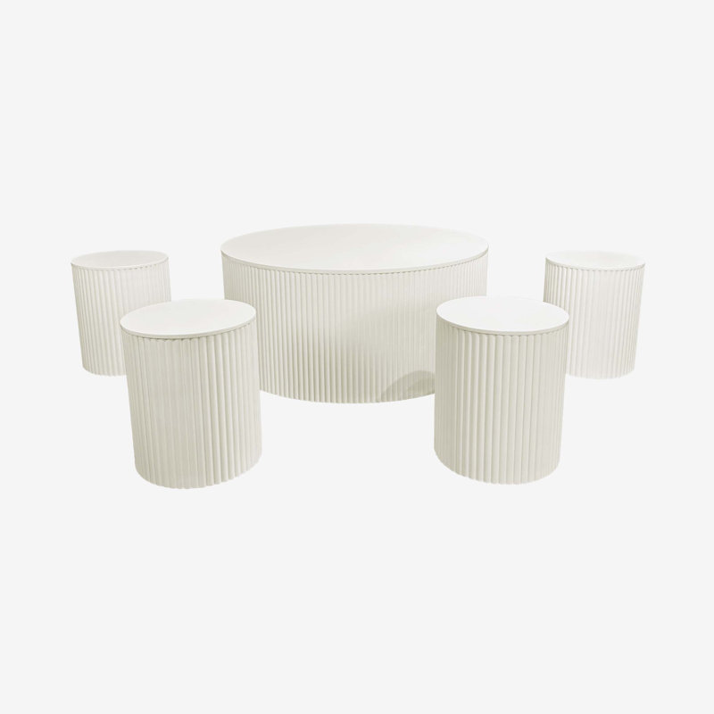 Ensemble de 5 tables basses Wave Stripe, Beige