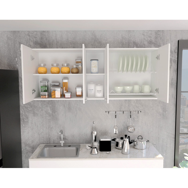 Armoire murale moderne à deux portes - H 23,93 po x l 12,71 po x P 59,36 po, Blanc