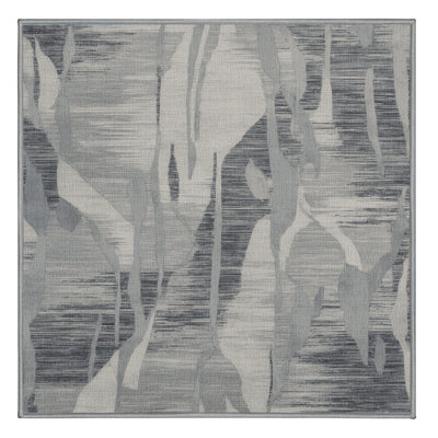 Tapis abstrait gris lavable à la machine