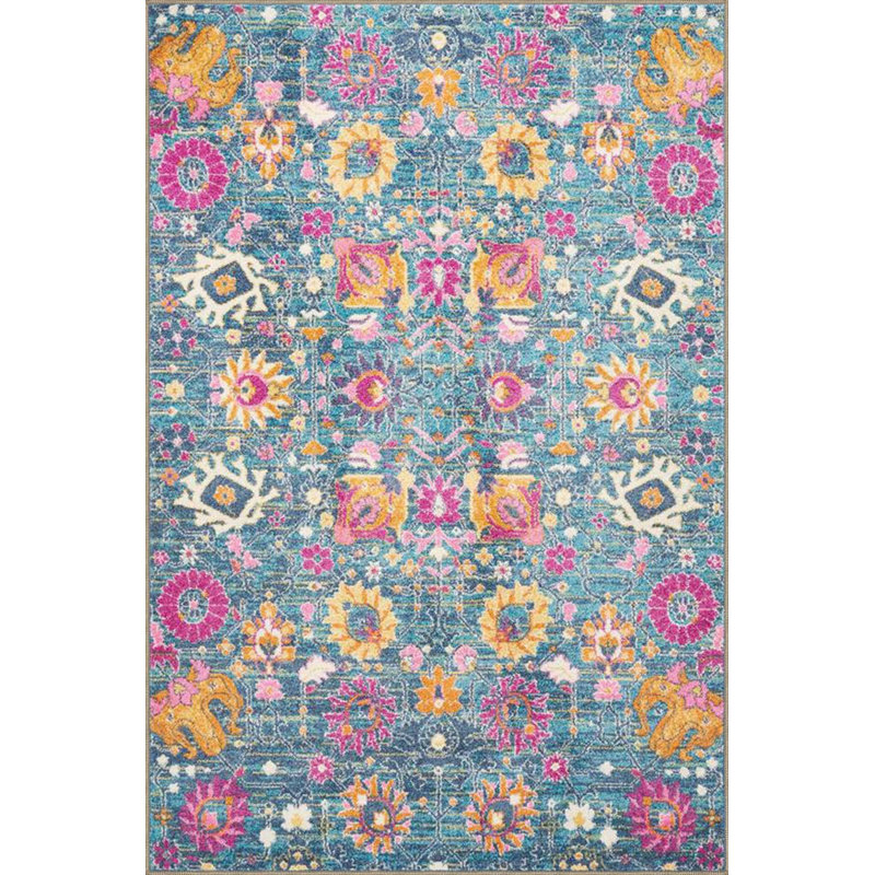 Tapis décoratif tissé à motif floral moderne jaune moderne, Sous-tapis rectangulaire 5 pi 1 po x 7 pi 7 po inc