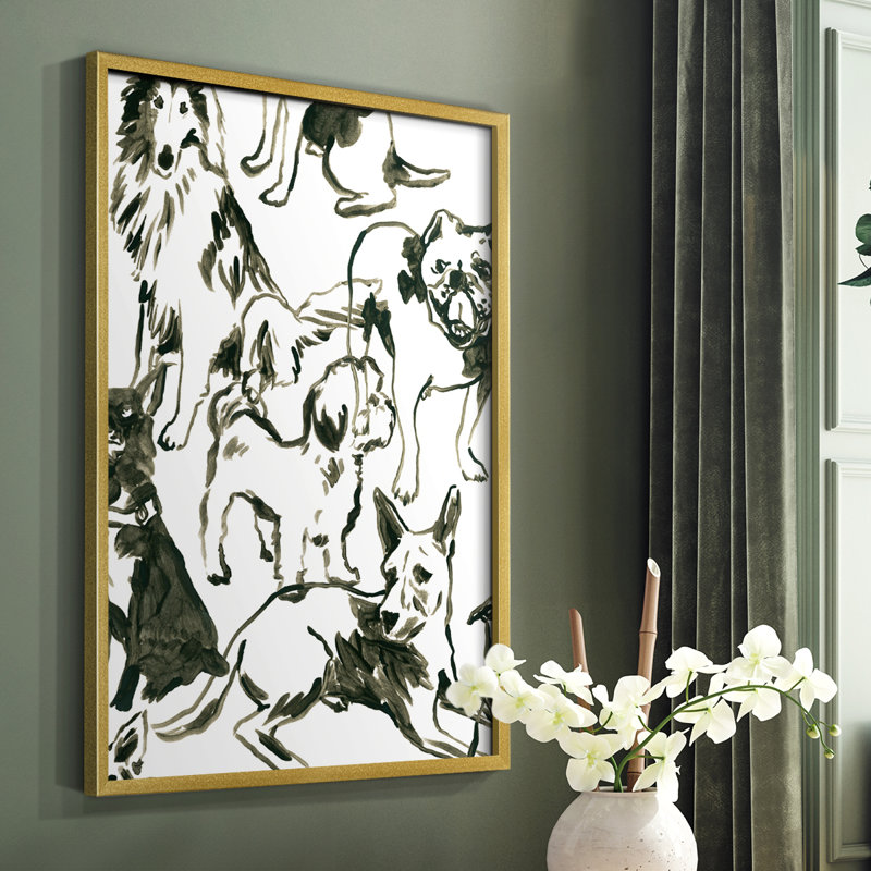 «Canine Collage I», reproduction encadrée - bois massif, H 28 po x l 22 po