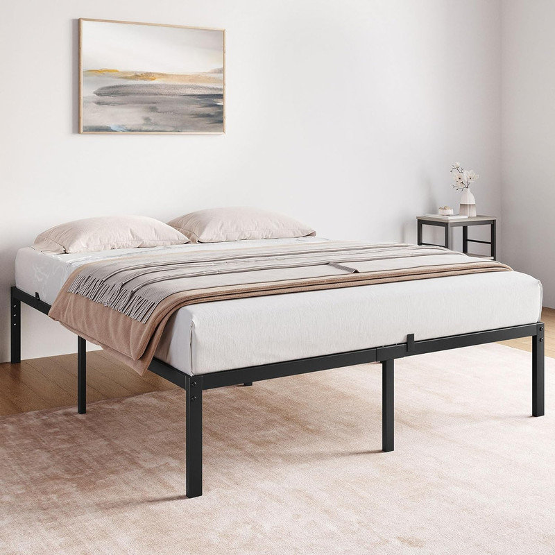 Metal Bed Frame, Platform Bed Frame with Steel Slat Support Heavy Duty Frame, No Box Spring Needed, Easy Assembly, King