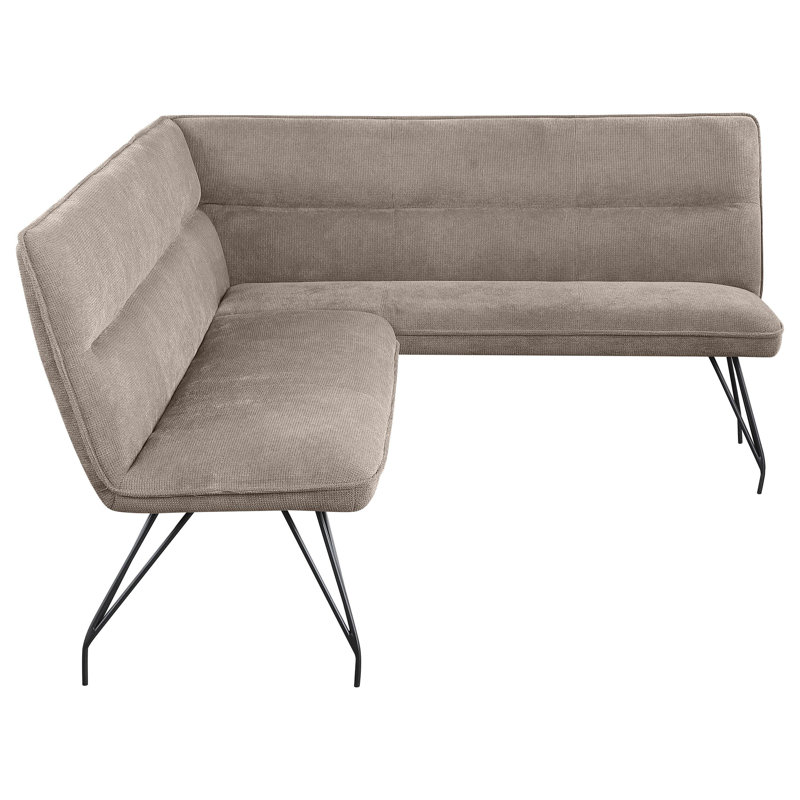 Donne Corner Dining Bench L Shape, Metal Legs, 84 Inch, Taupe Brown