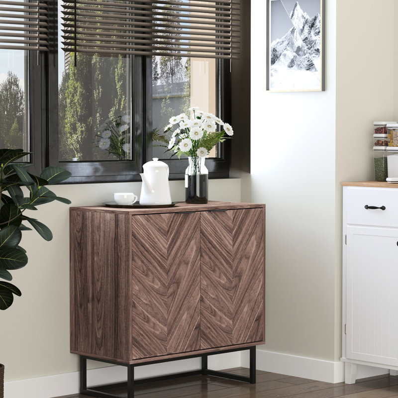 Buffet armoire, finition noyer avec double porte et tablette ajustable pour rangement organisé