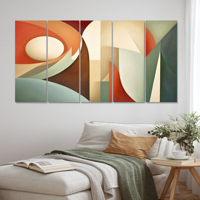 Visions symétriques orange et vertes - formes abstraites sur toile
