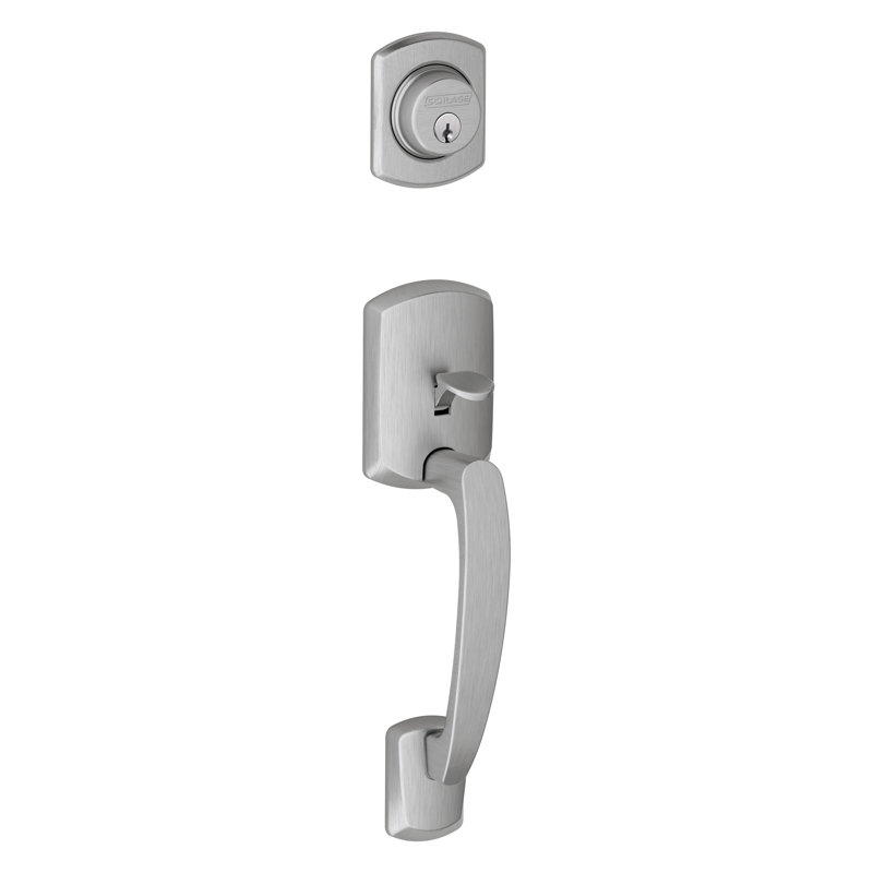 Greenwich Exterior Portion Handleset With Single Cylinder Deadbolt (Interior Portion Sold Separately), Satin Chrome, Yes