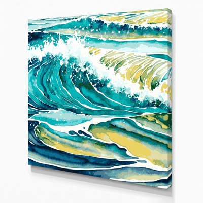 Coastal Tropical Waters Beige Canvas Wall Art