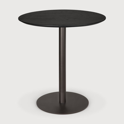Blend dining table - varnished oak top - brown - Dark Bronze base - round 70/70/76
