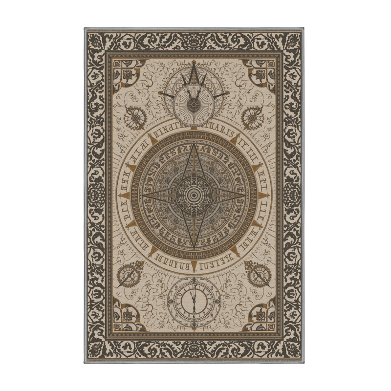 Tapis oriental gris moelleux et moelleux en horloge du temps - Reliure grise, 5 x 8