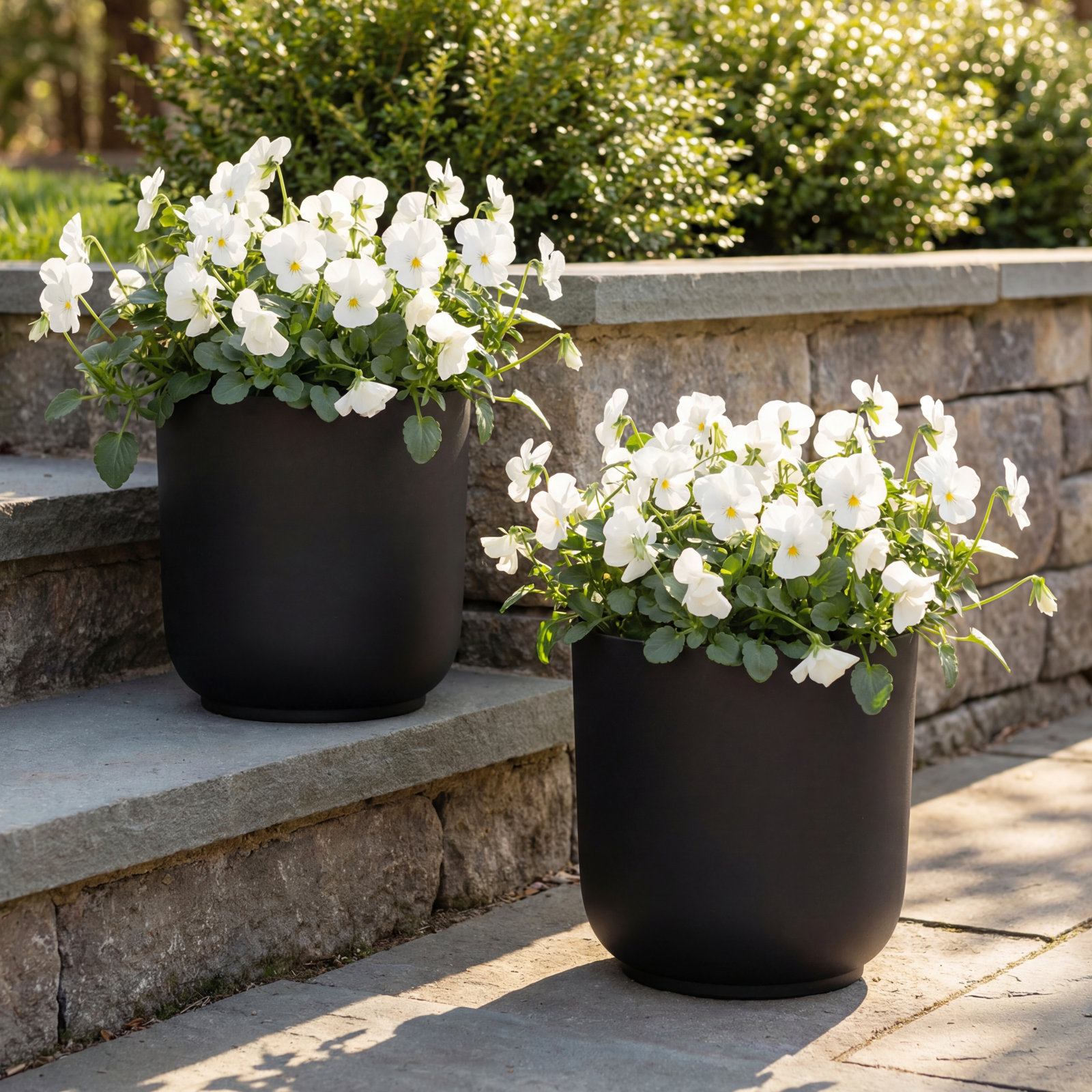 Mason Series 19" Pot Planter, Black, 2, 19.75" H x 18.5" W x 18.5" D