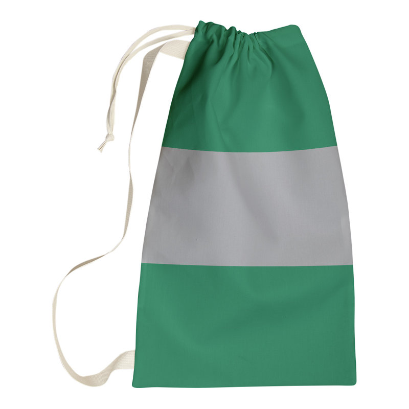 Fabric Laundry Bag with Handles, 29" H x 18" W x 1.5" D, Green/Cool Gray/Green