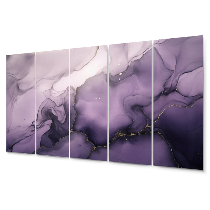 Nuage d'encre de marbre mauve et gris x 5 pièces