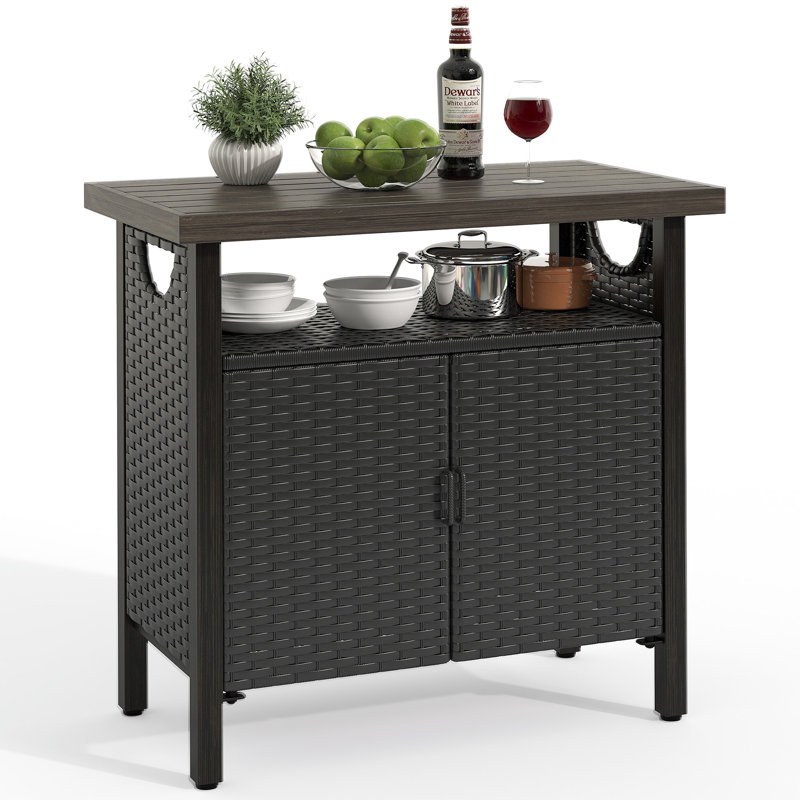 Rectangular Outdoor Buffet & Console Table, Black